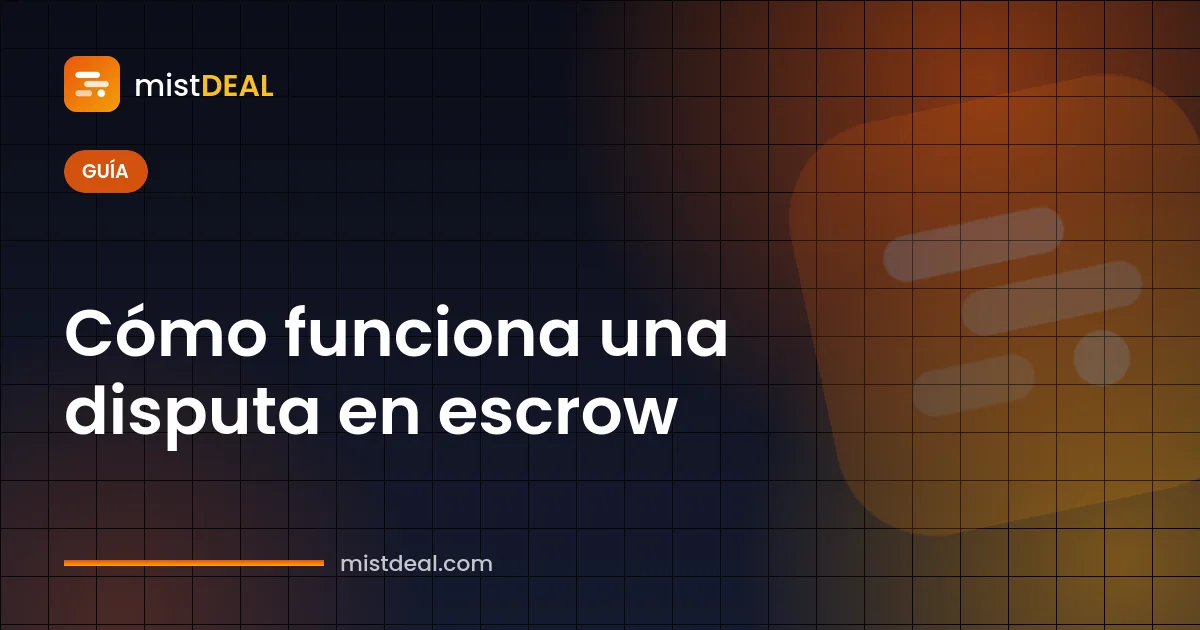Ilustración del proceso de disputa en escrow, con fondos congelados y un expediente de pruebas