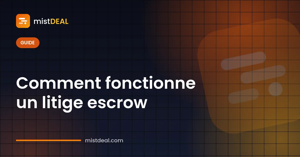 Illustration du déroulement d'un litige escrow, avec des fonds gelés et un dossier de preuves