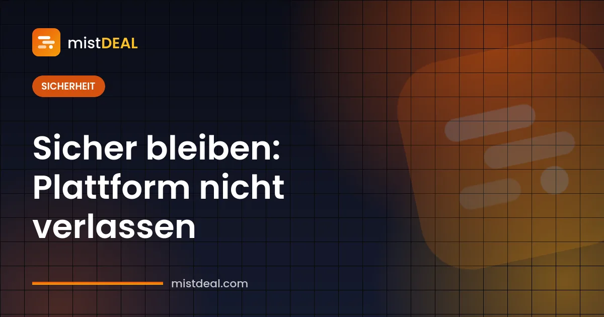Cover mit Warnung vor Betrug bei Zahlung außerhalb der Plattform und einer treuhandgeschützten Zahlung