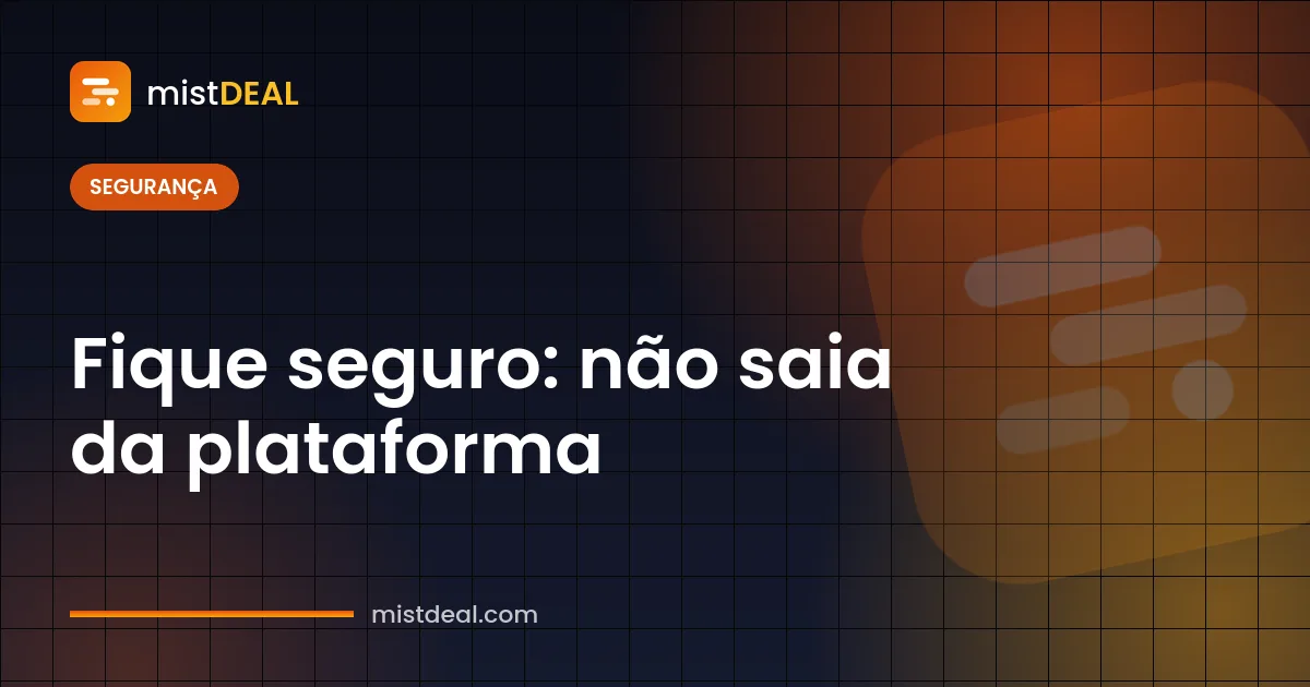 Capa alertando contra o golpe do pagamento por fora da plataforma e mostrando um pagamento protegido por garantia