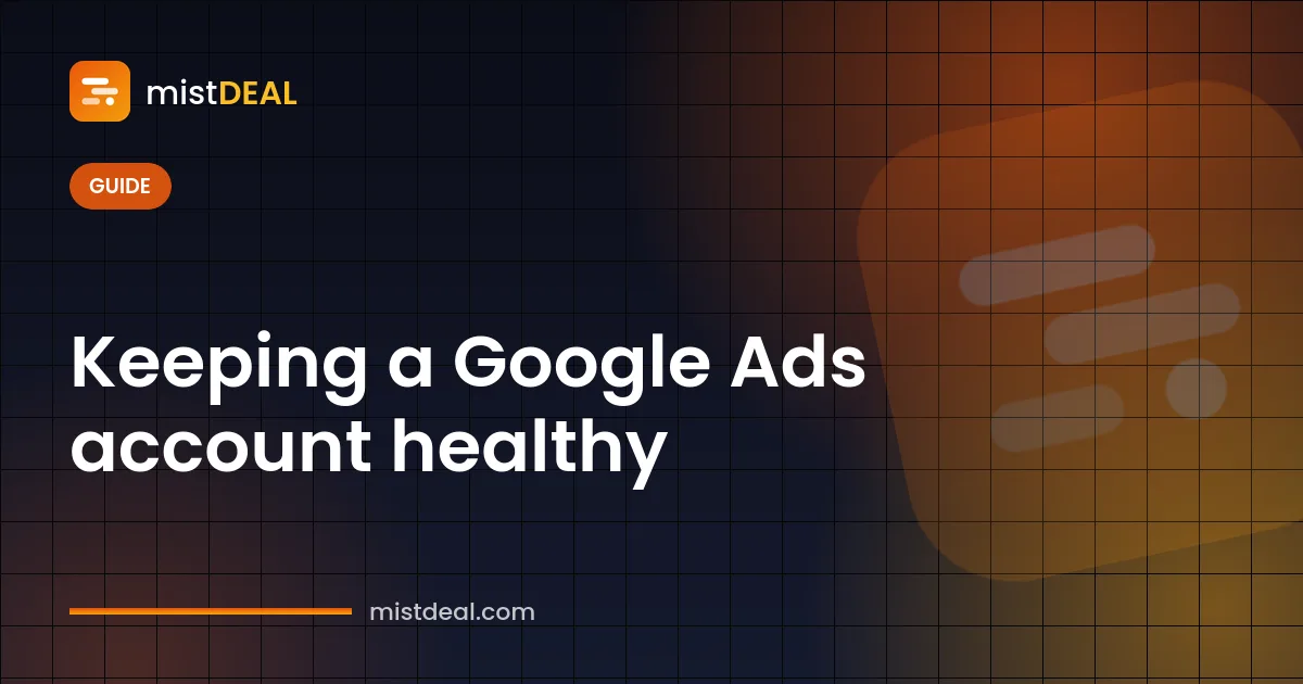 غلاف يعرض إشعار تعليق حساب Google Ads بجانب قائمة تحقق للالتزام بالسياسات