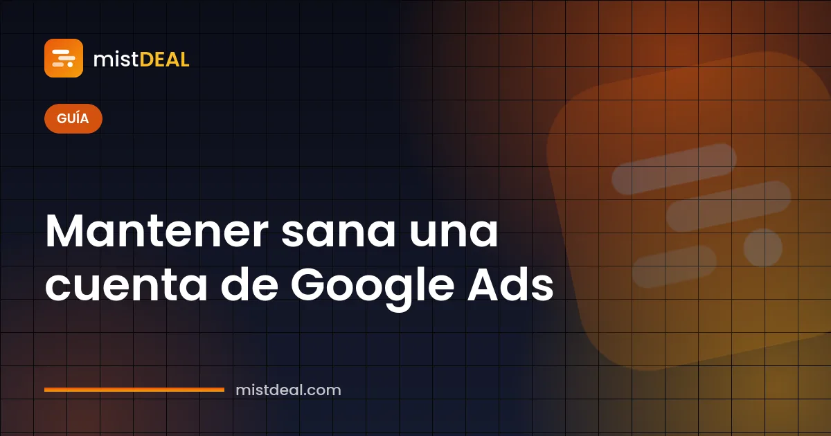 Portada con un aviso de cuenta de Google Ads suspendida junto a una lista de cumplimiento de políticas