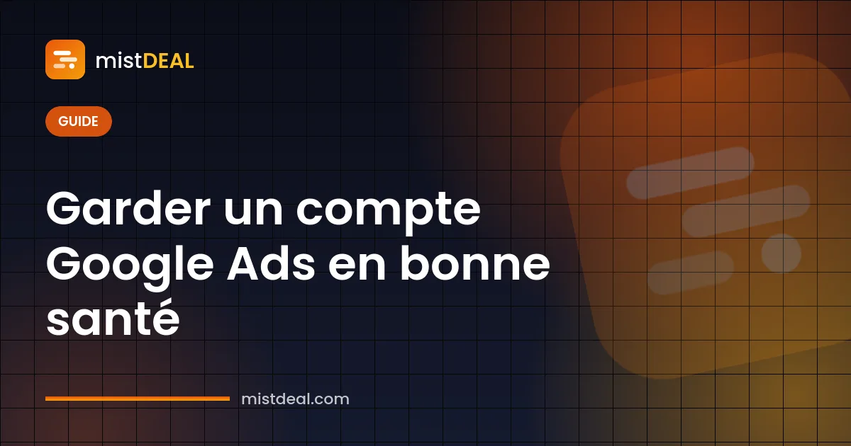 Couverture montrant un avis de compte Google Ads suspendu à côté d'une checklist de conformité aux règles
