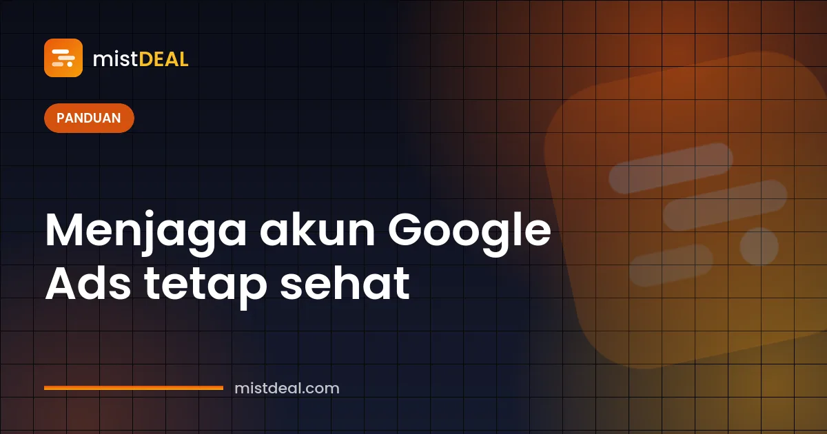 Sampul pemberitahuan akun Google Ads ditangguhkan di samping checklist kepatuhan kebijakan
