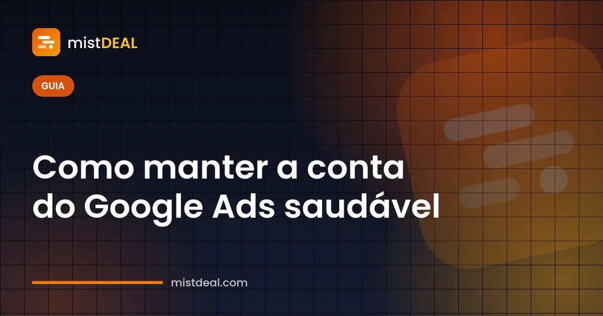 Capa com aviso de conta do Google Ads suspensa ao lado de um checklist de conformidade com as políticas