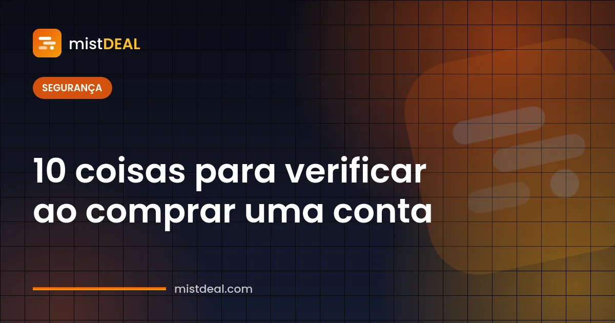 Capa com checklist de 10 coisas para verificar ao comprar conta online