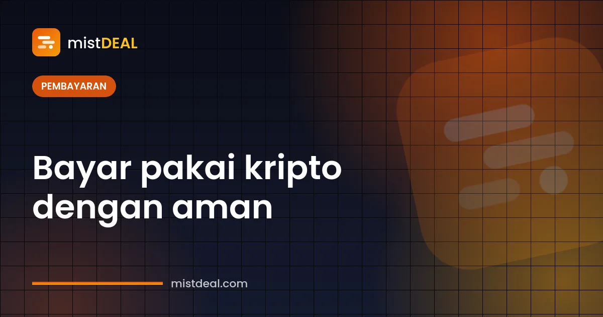 Sampul tentang bayar pakai kripto dengan pengecekan jaringan, nominal, dan alamat dompet