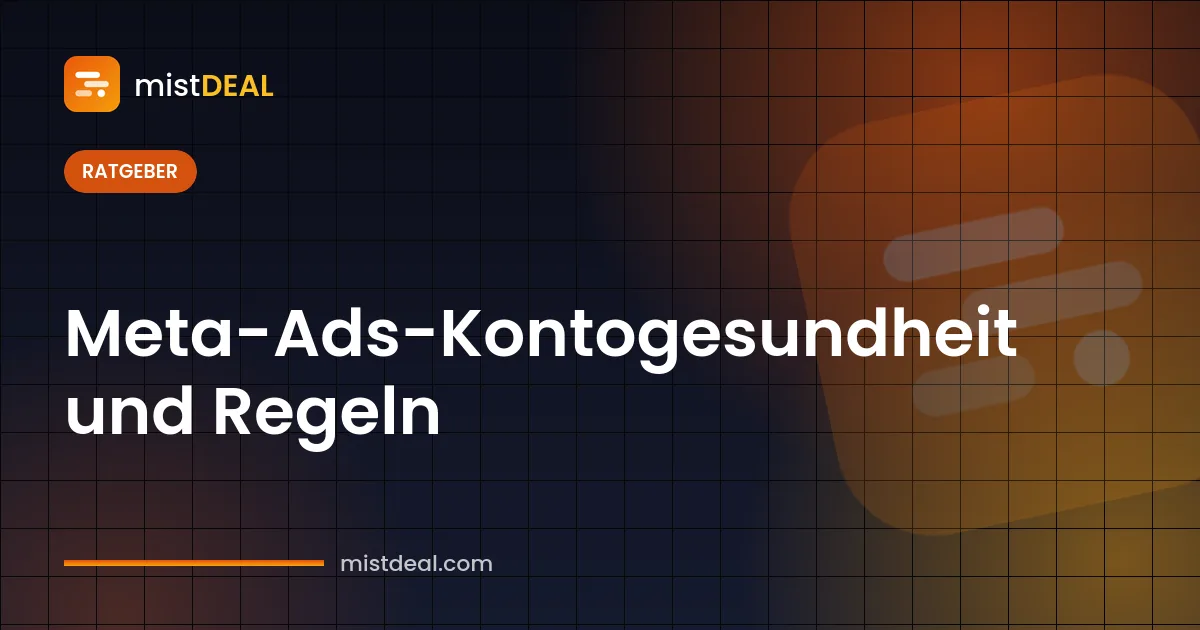 Cover mit Hinweis „Facebook-Werbekonto eingeschränkt“ und Schritten zur Prüfung der Meta-Ads-Kontogesundheit