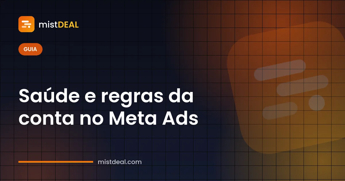 Capa com aviso de conta de anúncios do Facebook restrita e etapas de verificação da saúde da conta no Meta Ads