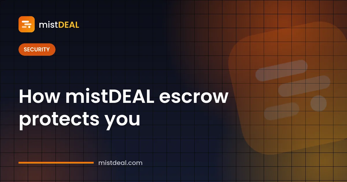 صورة غلاف تعرض نظام الضمان في mistDEAL وهو يحتفظ بالدفعة في خزنة حتى يوافق المشتري