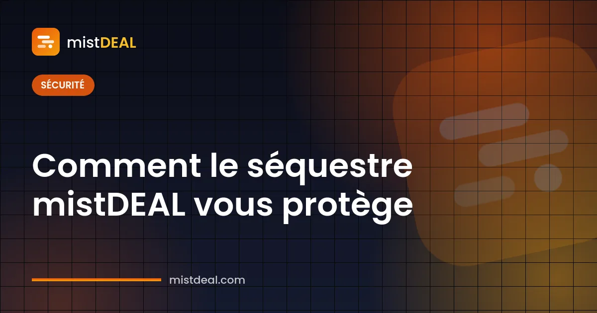 Image de couverture montrant le séquestre mistDEAL qui conserve un paiement au coffre jusqu'à la validation de l'acheteur