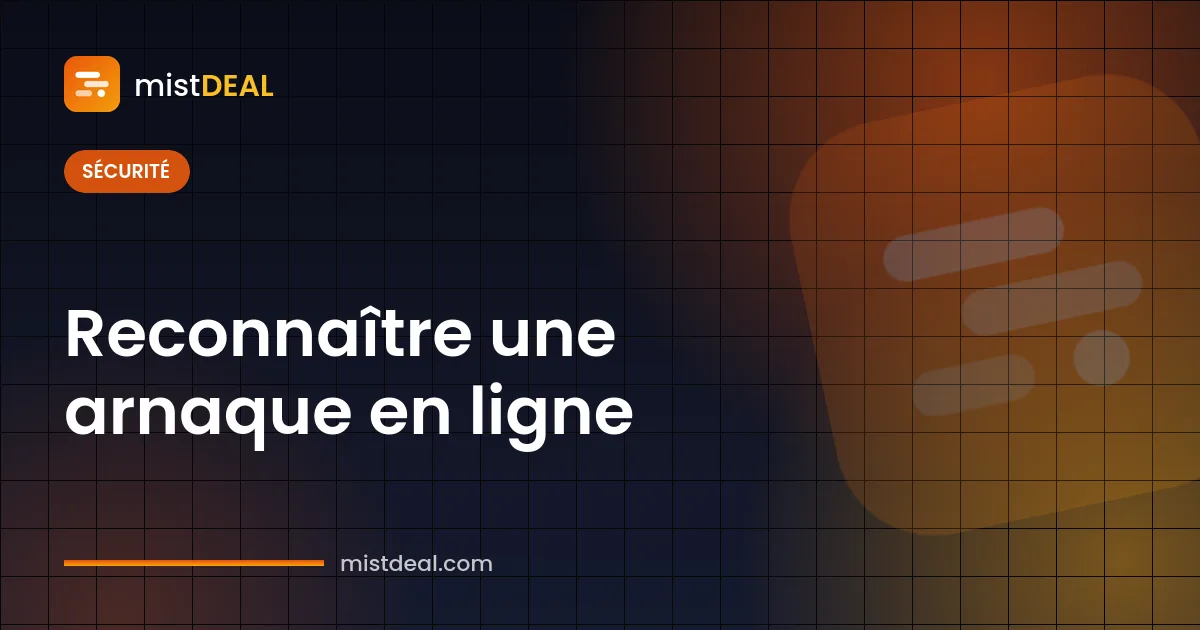 Signaux d'alerte et loupe illustrant comment reconnaître une arnaque sur une marketplace en ligne