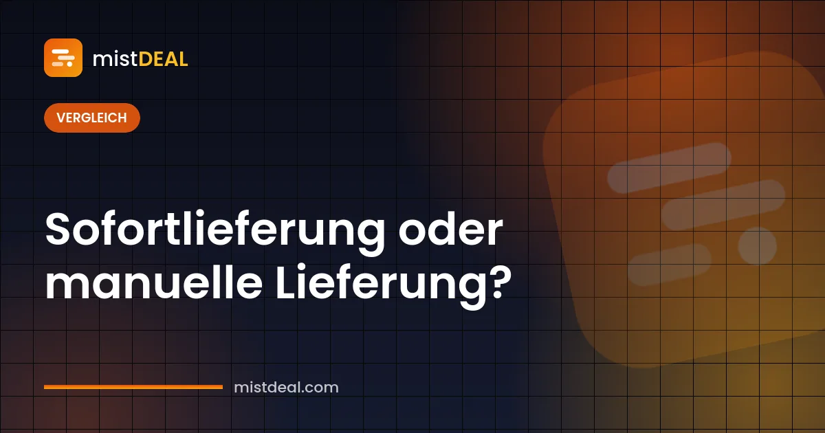 Titelbild zum Vergleich von Sofortlieferung und manueller Lieferung digitaler Produkte