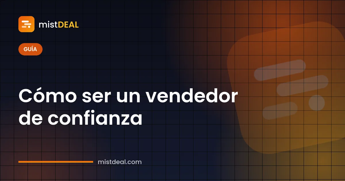 Imagen de portada sobre cómo ser un vendedor de confianza, con iconos de valoración del vendedor, garantía y depósito en garantía