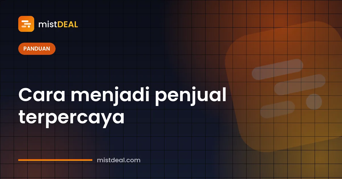 Sampul cara menjadi penjual terpercaya dengan ikon rating penjual, garansi, dan rekber