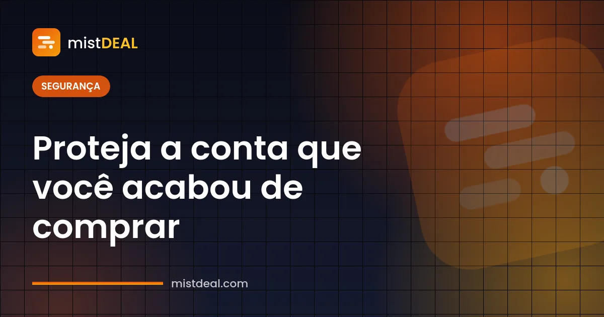 Capa sobre como proteger uma conta comprada com senha, e-mail de recuperação e verificação em duas etapas