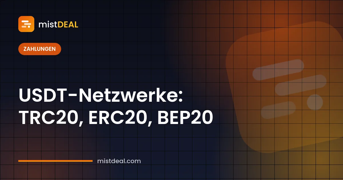 Cover mit Vergleich der USDT-Netzwerke TRC20 vs. ERC20 vs. BEP20