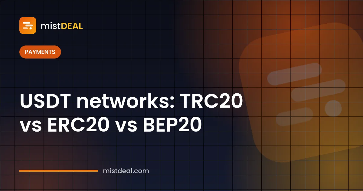 صورة غلاف تقارن بين شبكات USDT الثلاث TRC20 وERC20 وBEP20