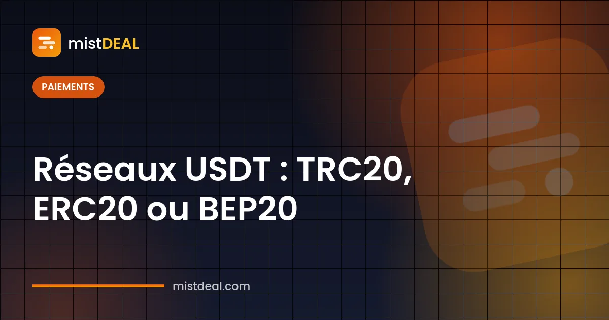 Image de couverture comparant les réseaux USDT TRC20, ERC20 et BEP20