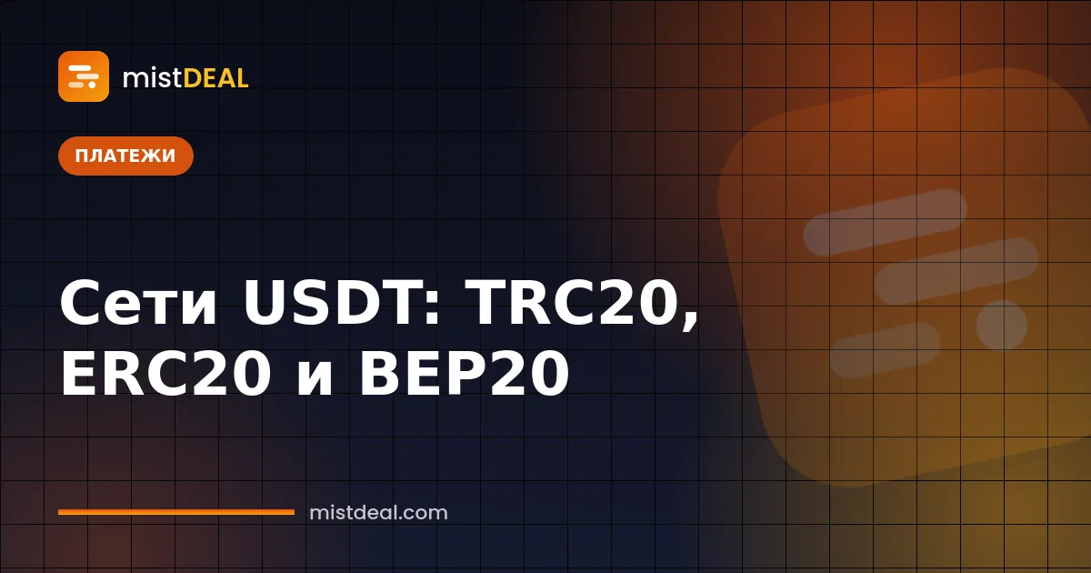 Обложка со сравнением сетей USDT: TRC20, ERC20 и BEP20