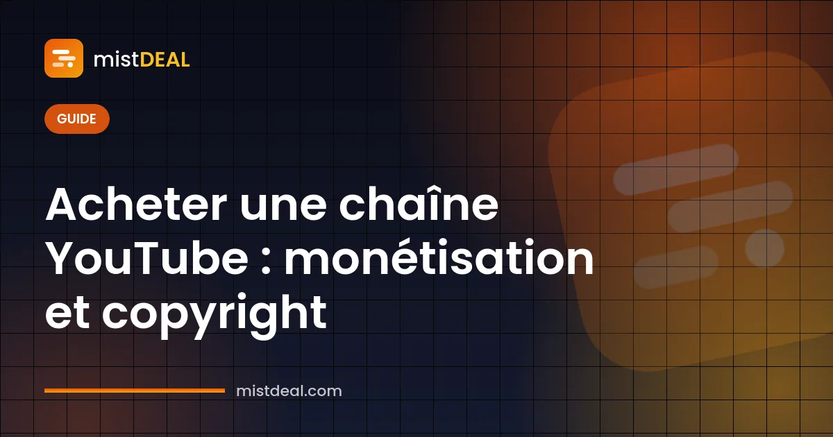 Image de couverture sur l'achat d'une chaîne YouTube et la vérification de la monétisation et des droits d'auteur avant l'achat