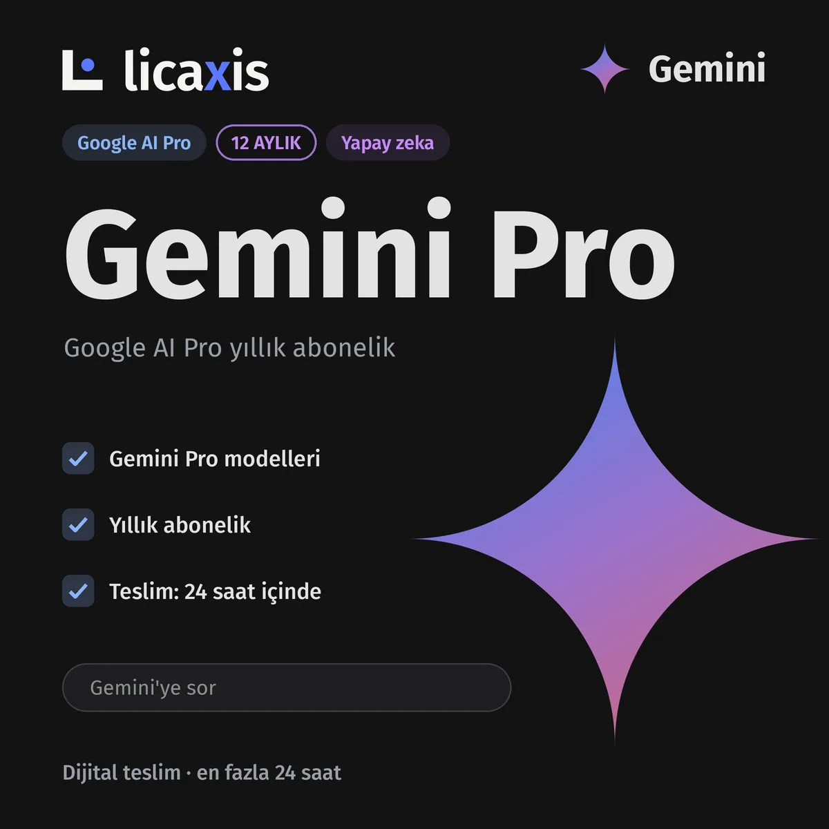 Gemini Pro (Google AI Pro), 1 Yıl Abonelik